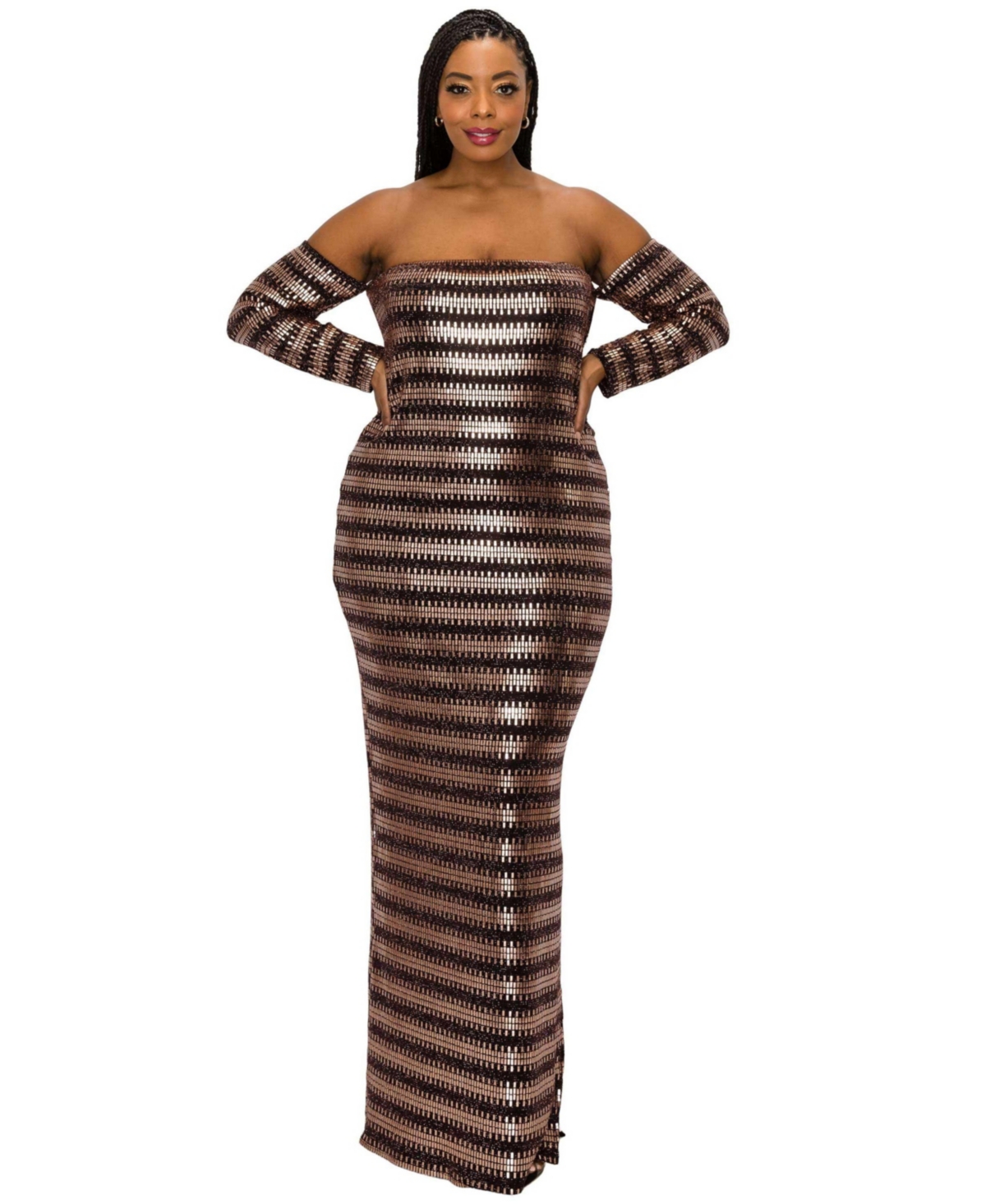 Women's Plus Size Temptations Sequin Dress - Matte gold