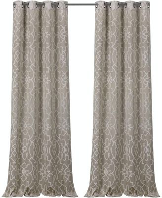 Living 2 Pack Reversible Geometric Room Darkening Grommet Curtains - 38 in. W x 84 in. L, Lavender/Purple