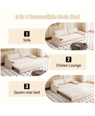 Queen Pull Out Sofa Bed with Storage