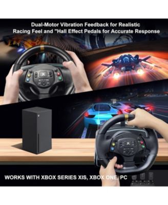 Xbox One Racing Wheel with Hall Effect Pedals, 900&deg;/1080&deg; Rotation, Dual-Motor Feedback, Compatible with Xbox, Switch, PC