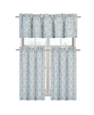 Shabby Lattice Cotton Blend Kitchen Curtain Tier & Valance Set - 56 in. W x 36 in. L