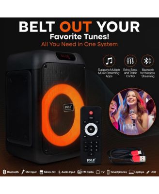 Portable BT Party Speaker with Built-in Rechargeable Battery, TWS Function, Mic Input, Mic Echo Control, Bass and Treble Control