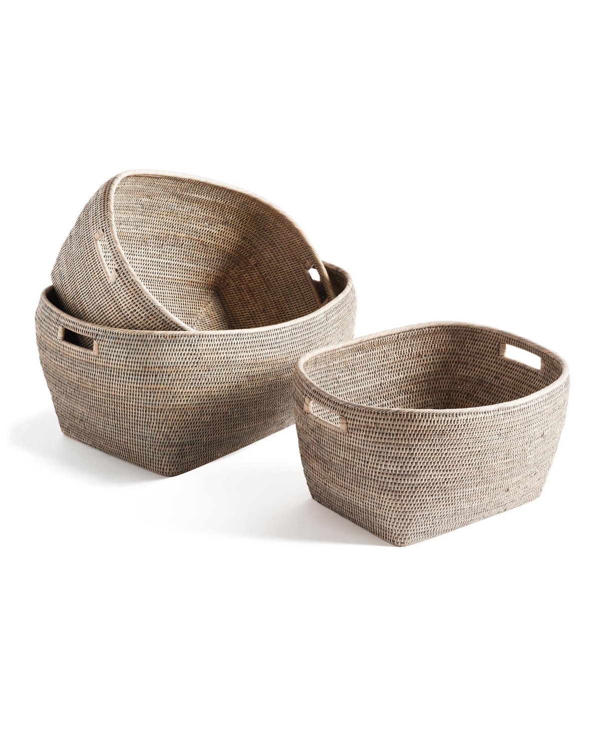 Burma Rattan Family Decorative Baskets Set of 3 - Grey