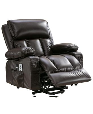 Power Electric massage lift lounge chair, suitable for the elderly, with heating and vibration functions,Fleece leather with USB, can be used for lying down. BROWN