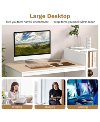 Computer Desk Home Office with Bookshelf and Drawers