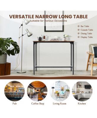 48 Inch Industrial Pub Dining Table with Steel Frame