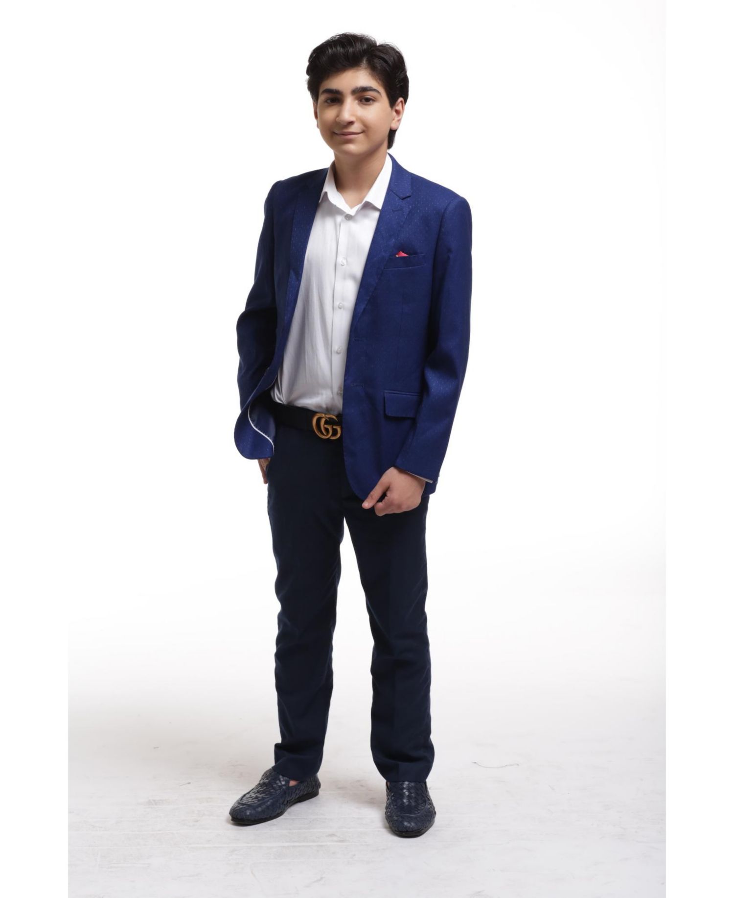 Boys Blue Slim Fit Digital Rain Jacket
