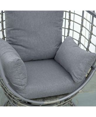 Outdoor Wicker Egg Chair with Cushions and Swivel Seat,