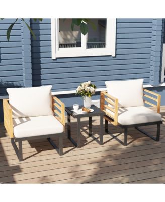 Metal Outdoor Bistro Set, Small Patio Set with Cushions,