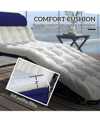 Folding Chaise Lounge w/ Cushion, Reclining ning Chair,