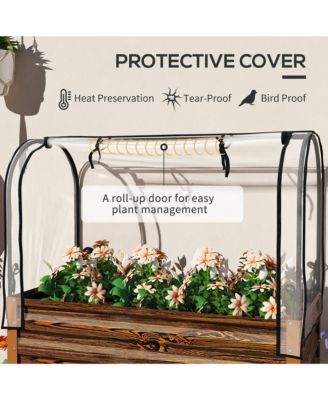 Metal Raised Garden Bed with Legs, Cover, and Storage Shelf,