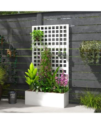 Metal Planter Box with Trellis, Drain Holes, 35"x16"x70",