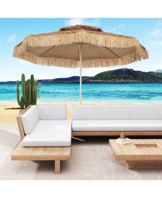 10FT Thatched Tiki Patio Umbrella, UPF30+ Outdoor Umbrella
