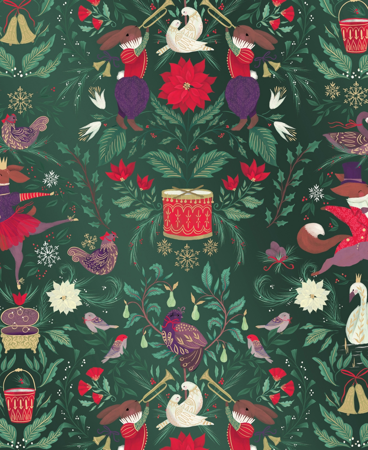 Punch Studio 12 Days Holiday Gift Wrap, 30" X 120" In Multi
