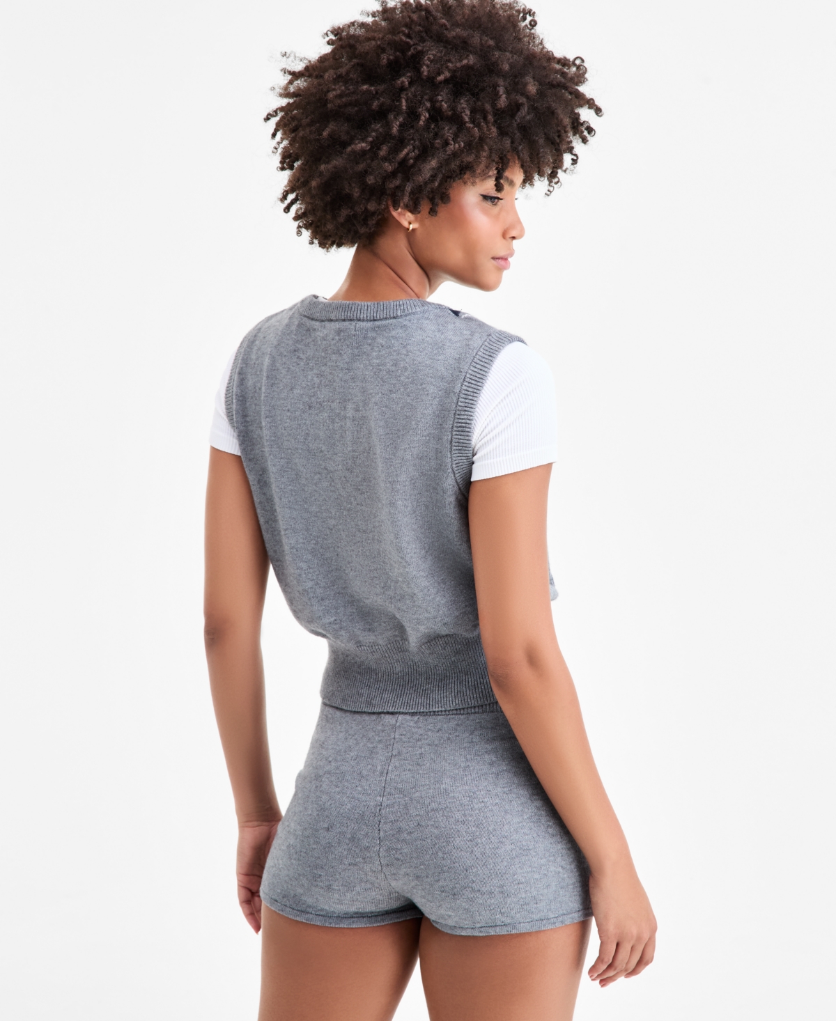 Bar Iii Women's Argyle Sweater Vest, Macy's Exclusive In Gray