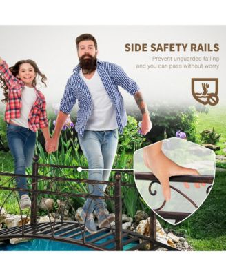 3.3' Metal Arch Zen Garden Bridg with Safety Siderails,