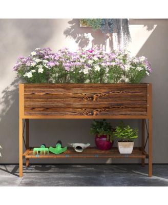 Galvanized Raised Garden Bed with Legs and Storage Shelf