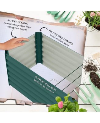 8x2x1ft Galvanized Raised Garden Bed Large Elevated Planter Box for Outdoor Gardening