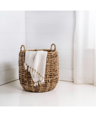 Jonathan Y Laurel 19.49" Bohemian Hand-Woven Abaca Hamper Basket with Handles