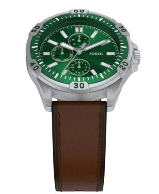 Men's Garrett Multifunction Brown Leather Watch, 44mm