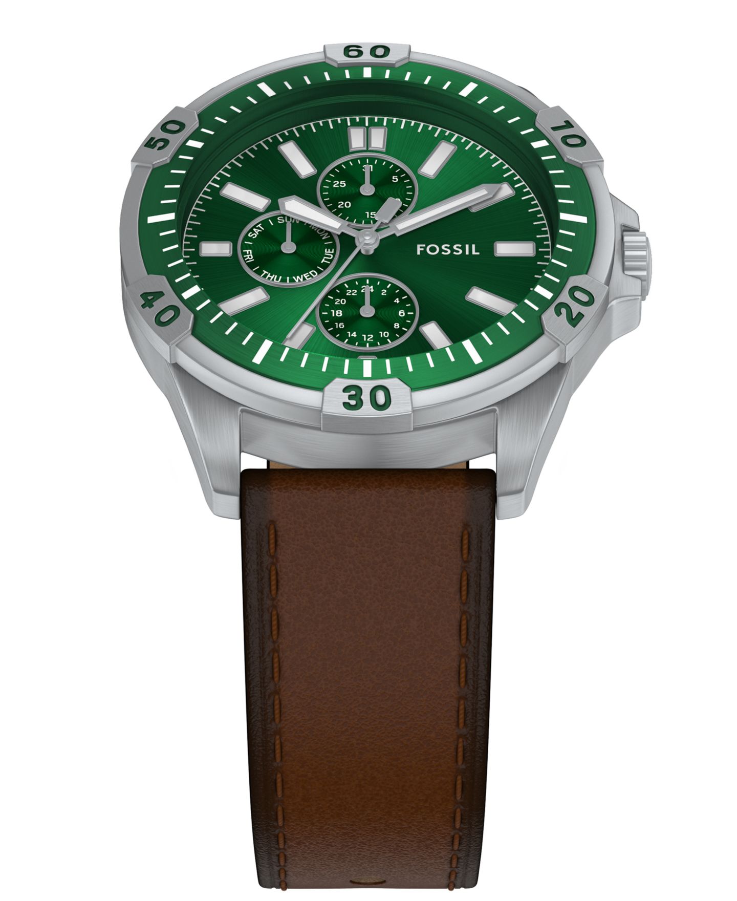 Мужские часы Fossil Garrett Multifunction Brown Leather Watch, 44mm — фото 5