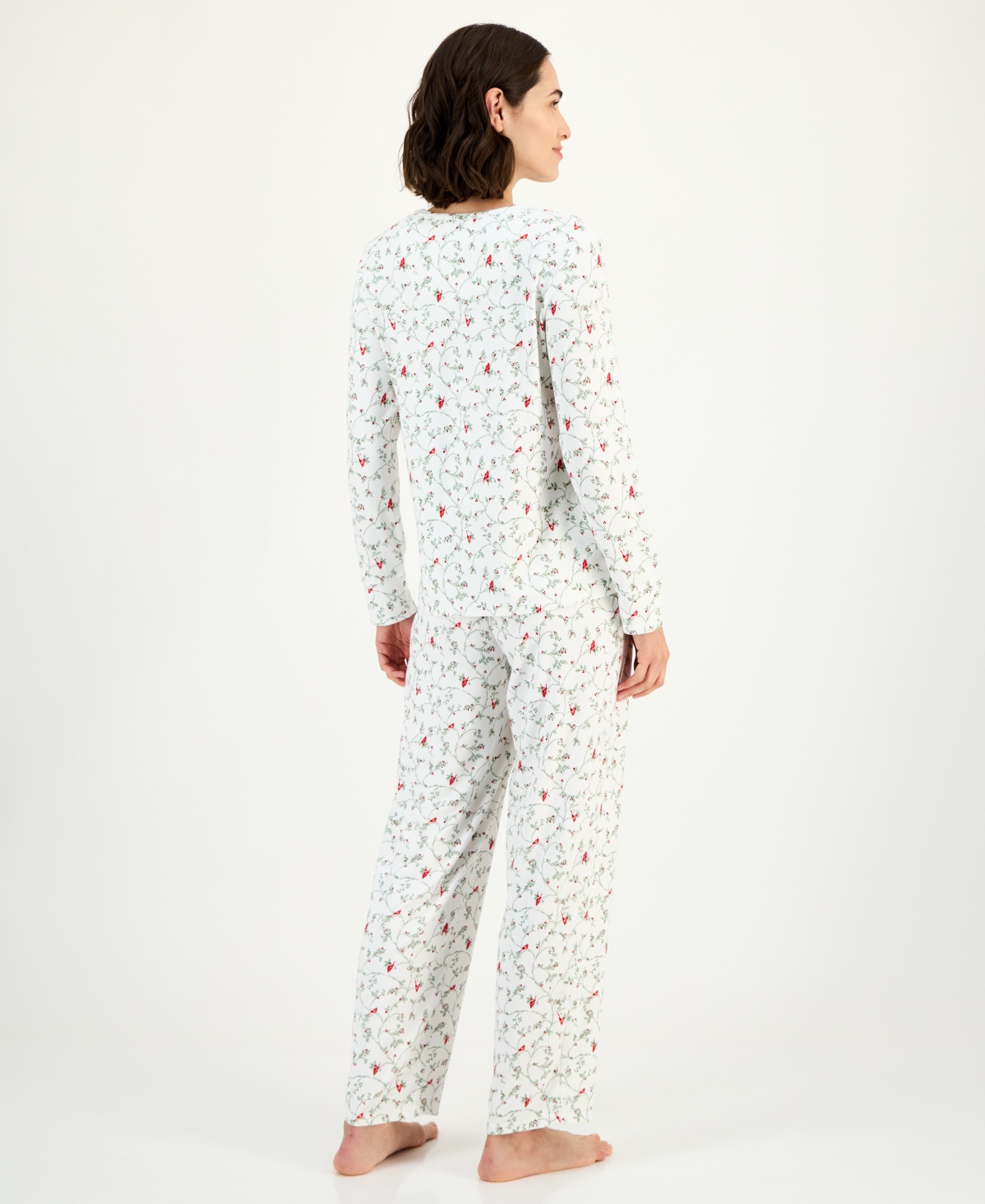 Charter Club Women's 2-pc. Printed Long-sleeve Packaged Pajamas Set, Created For Macy's In White