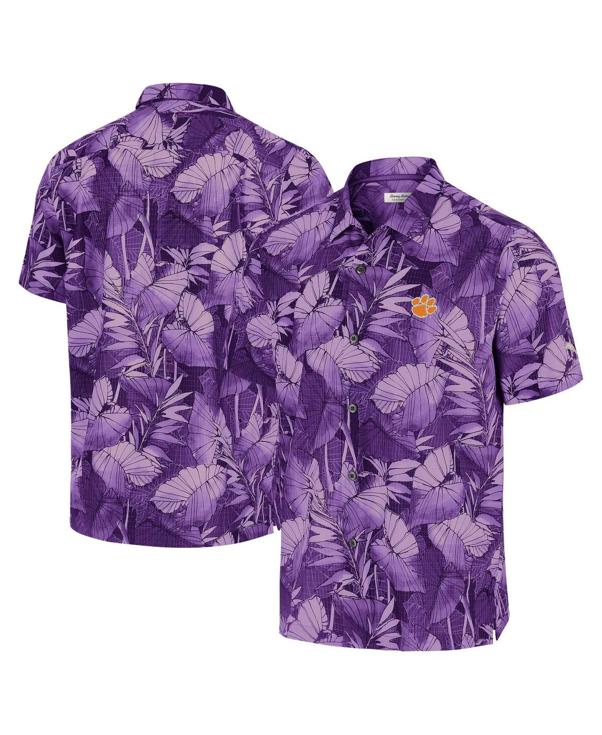 Men's Purple Clemson Tigers Coast Nuevo Fronds Button-Up Shirt - Purple