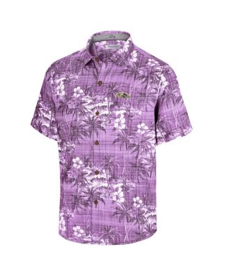 Men's Purple Baltimore Ravens Coconut Point Isla Palmetta Camp Button-Up Shirt