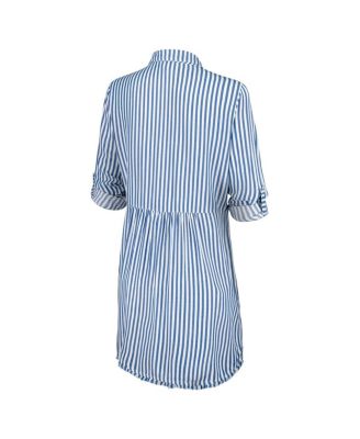 Women's Blue/White San Francisco 49ers Chambray Stripe Cover-Up Shirt Dress