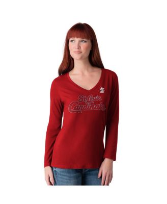 G-III 4Her by Carl Banks - Women's Red St. Louis Cardinals Post Season Long Sleeve V-Neck T-Shirt