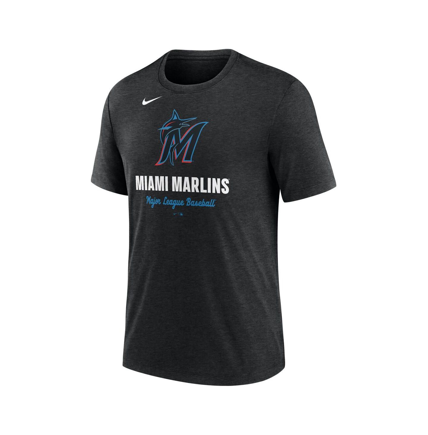 Мужская футболка Nike Heather Black Miami Marlins Logo Tri-Blend — фото 2