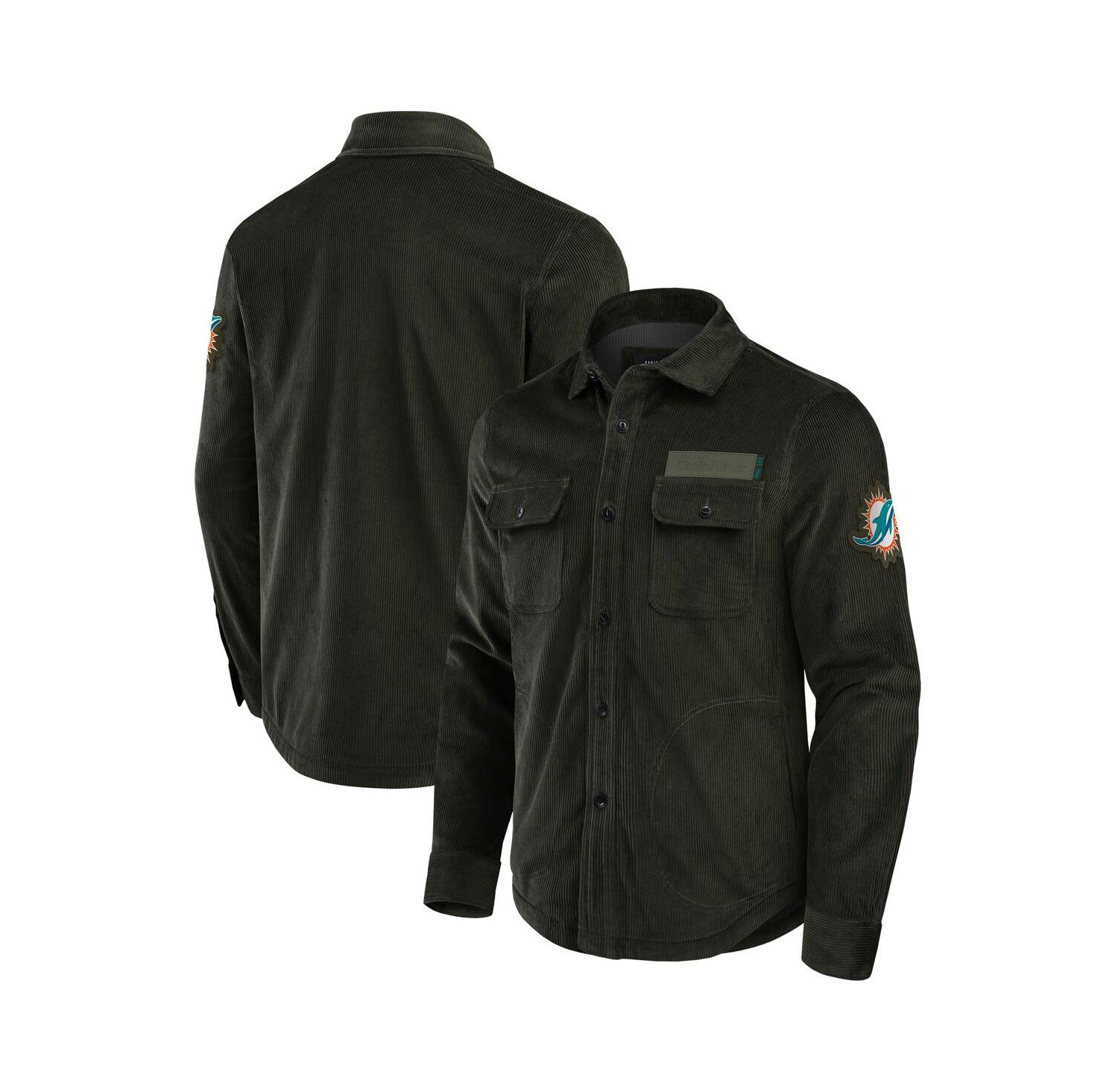 Men's Dark Green Miami Dolphins Corduroy Full-Button Shacket