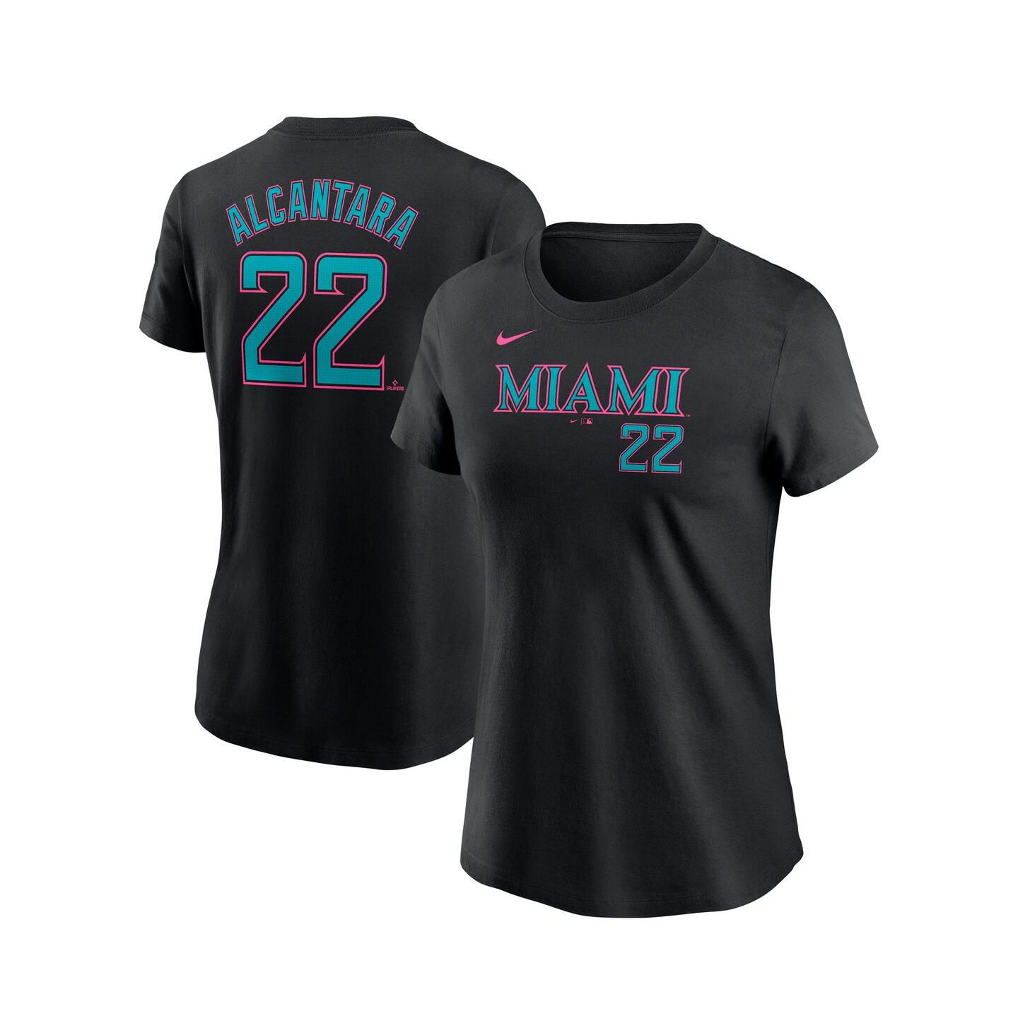 Женская футболка Nike Sandy Alcantara Black Miami Marlins 2025 City Connect Fuse Name & Number — фото 1