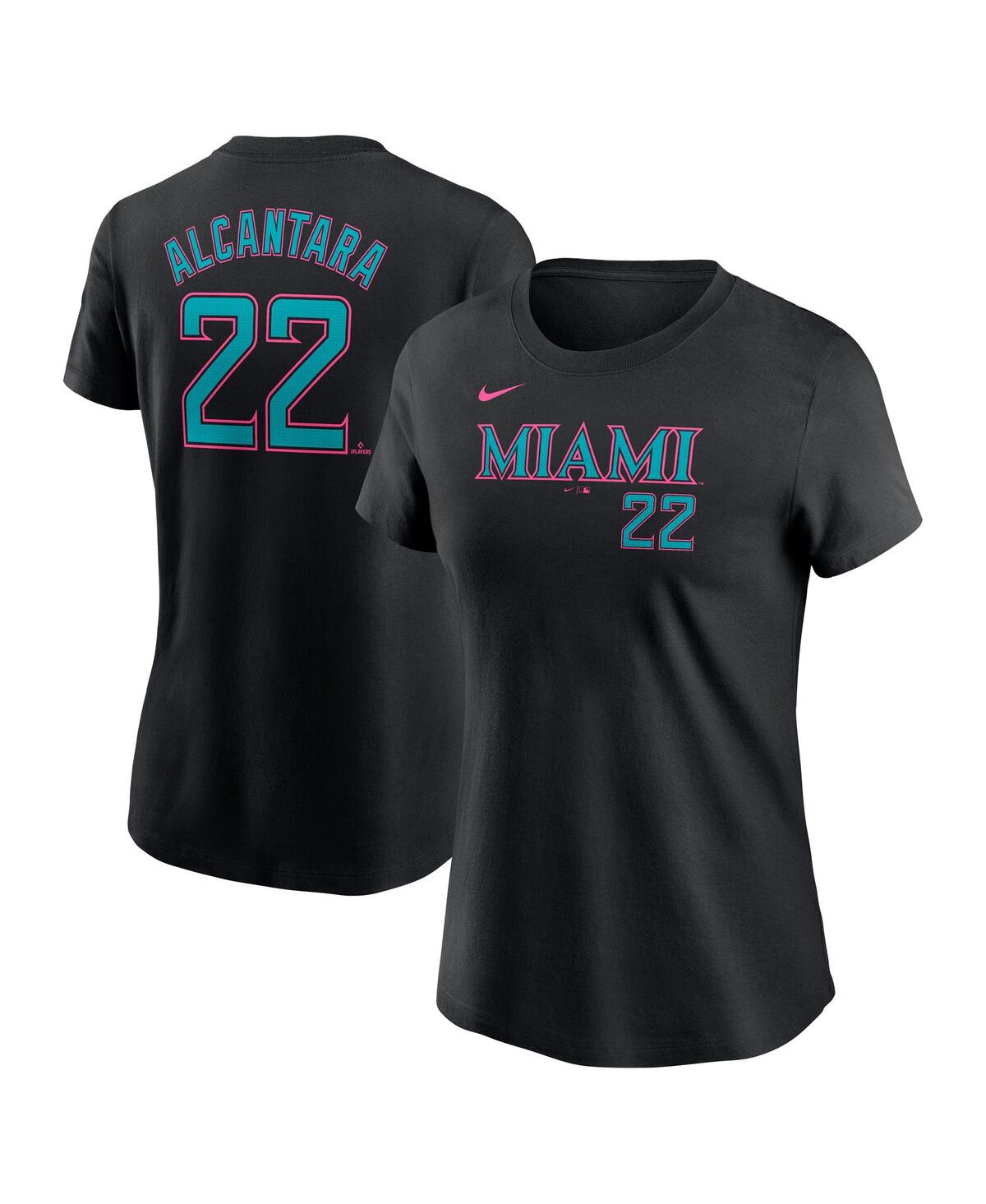 Women's Sandy Alcantara Black Miami Marlins 2025 City Connect Fuse Name Number T-Shirt - Black