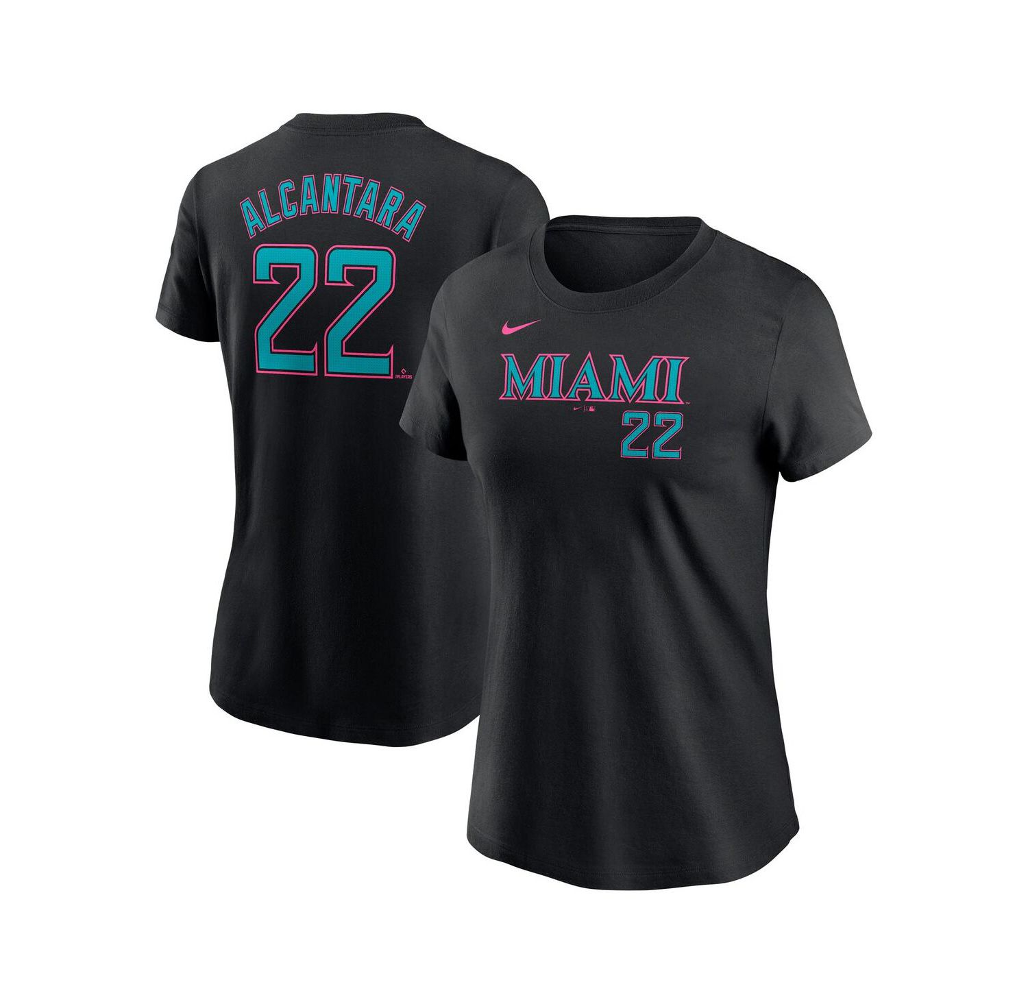 Women's Sandy Alcantara Black Miami Marlins 2025 City Connect Fuse Name & Number T-Shirt
