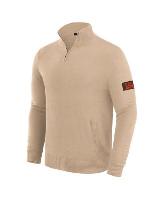 Men's Tan Cleveland Browns Franchise Quarter-Zip Sweater