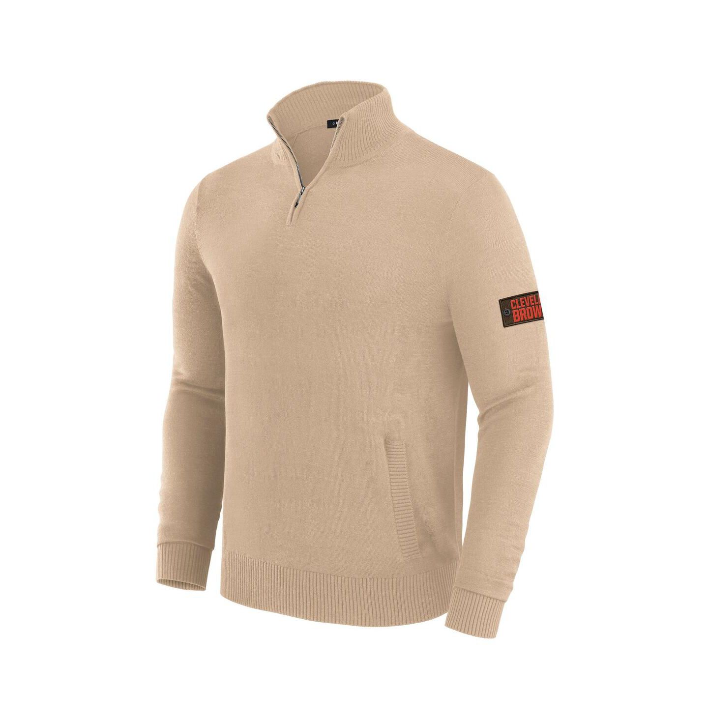 Мужской свитер J. Palmer Tan Cleveland Browns Franchise Quarter-Zip — фото 2
