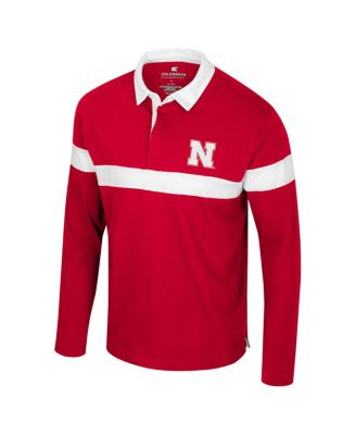 Men's Scarlet Nebraska Huskers Too Cool For School Long Sleeve Polo Shirt