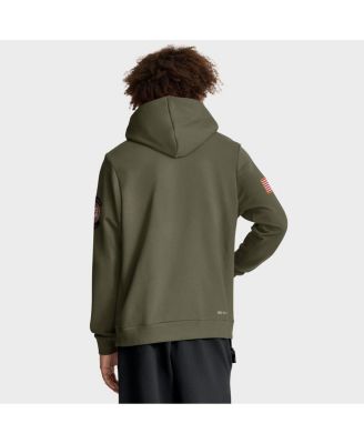 Men's Olive Alabama Crimson Tide 2025 Military Appreciation Performance Pullover Hoodie