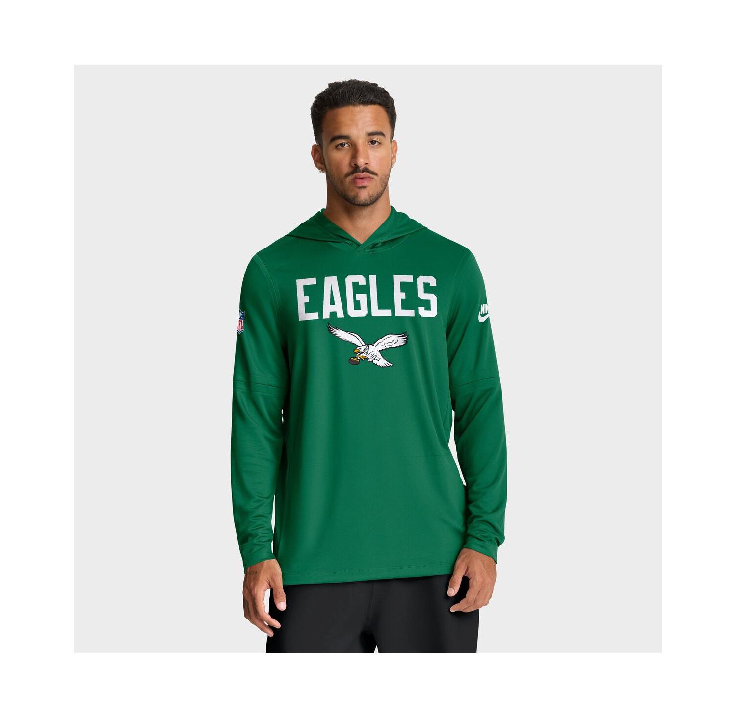 Men's Kelly Green Philadelphia Eagles Big & Tall Alt Pack Performance Long Sleeve Hoodie T-Shirt