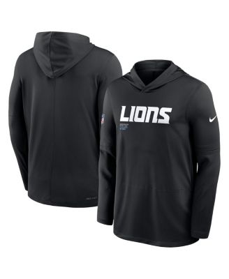 Nike - Men's Black Detroit Lions Big Tall Sideline Performance Long Sleeve Hoodie T-Shirt