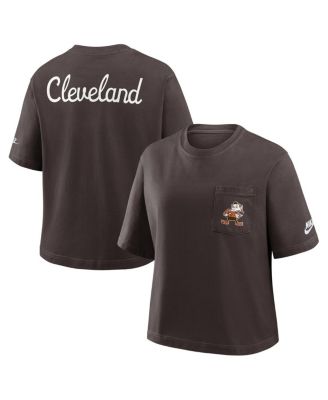 Nike - Women's Brown Cleveland Browns Rewind Pocket Boxy T-Shirt