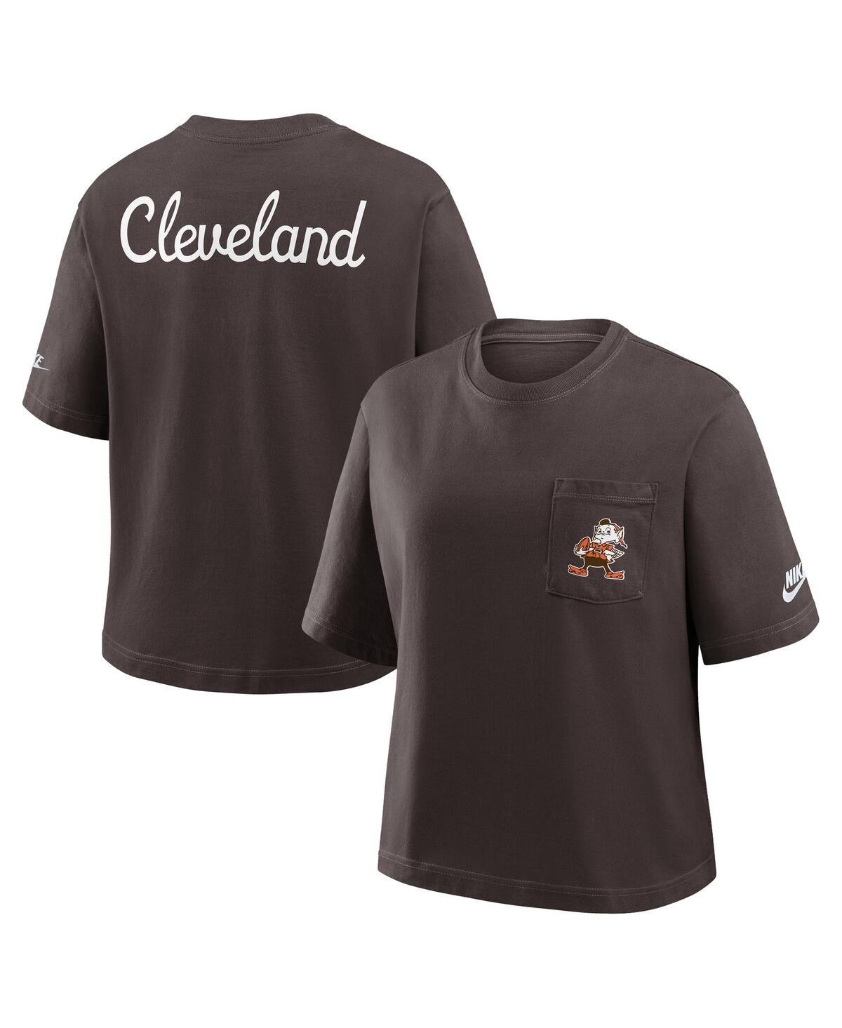 Nike Women's Brown Cleveland Browns Rewind Pocket Boxy T-shirt