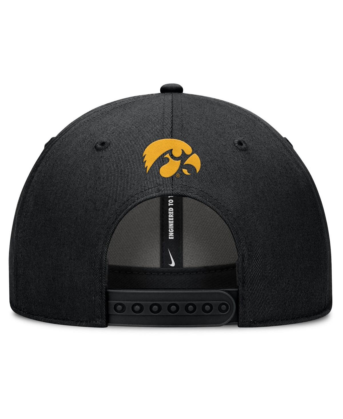Nike Men's Black Iowa Hawkeyes Slanted Primetime Rise Performance Adjustable Hat In Black