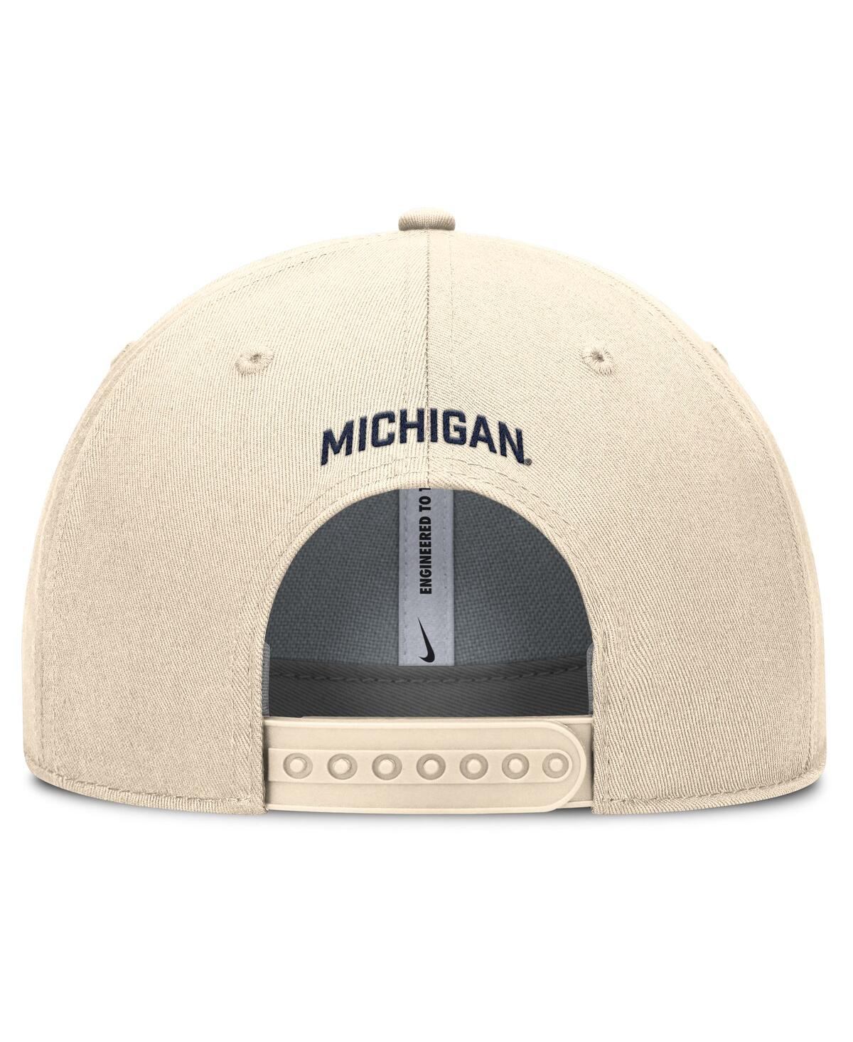 Jordan Men's Natural Michigan Wolverines Rise Primetime Performance Trucker Adjustable Hat In Brown