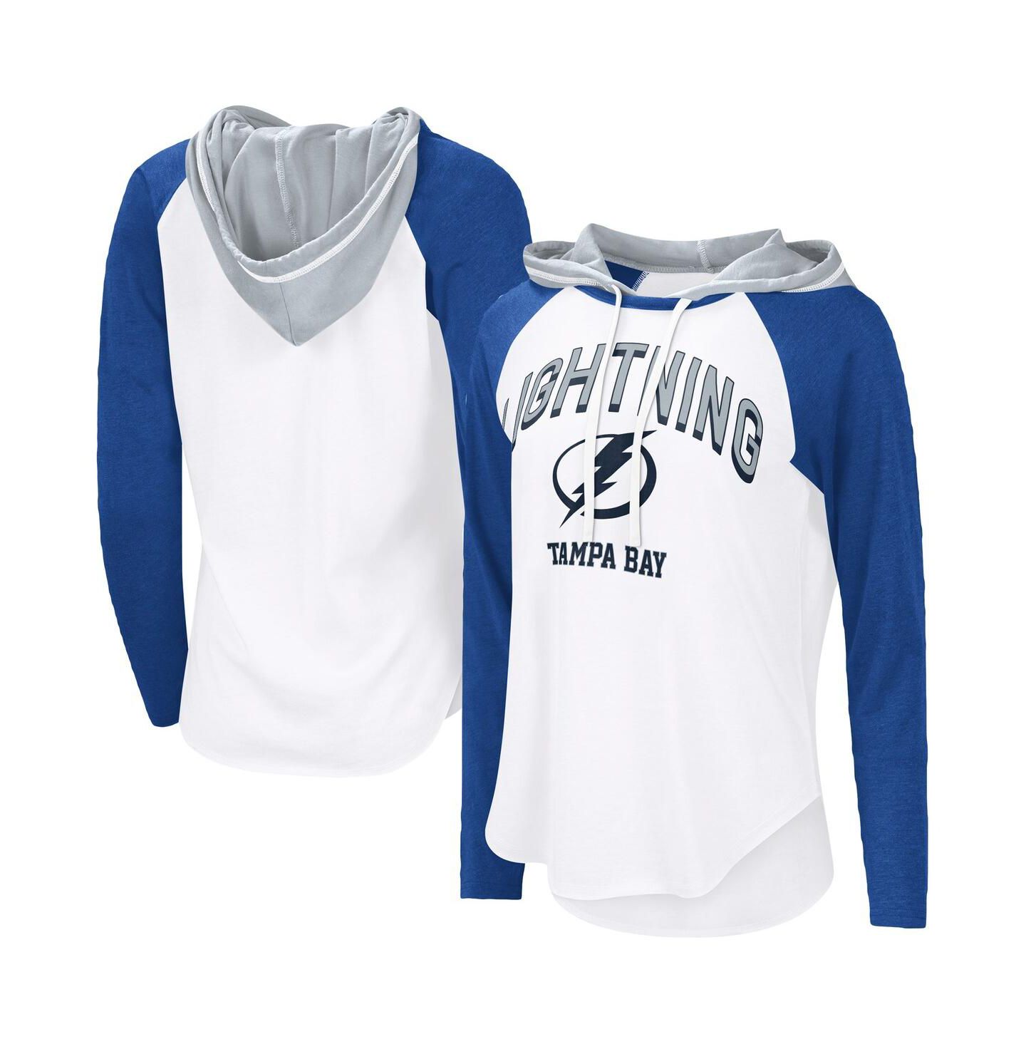 Женское худи G-III 4Her by Carl Banks White/Royal Tampa Bay Lightning VIP Raglan Long Sleeve T-Shirt — фото 1
