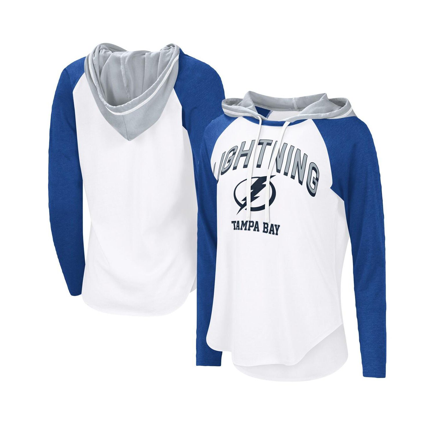 Women's White/Royal Tampa Bay Lightning VIP Raglan Long Sleeve Hoodie T-Shirt