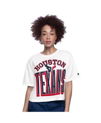 Starter - Women's White Houston Texans Play the Ball Boxy Cropped T-Shirt