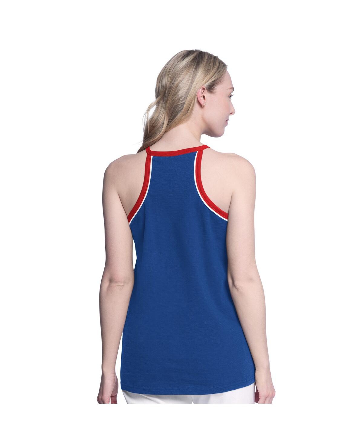 G-iii 4her By Carl Banks Royal Chicago Cubs Curveball Racerback Tank Top In Blue