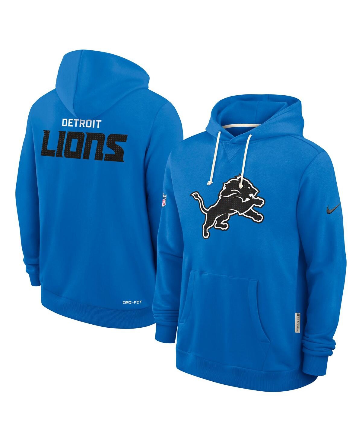 Nike Blue Detroit Lions Sideline Initial Home Performance Pullover Hoodie In Blue